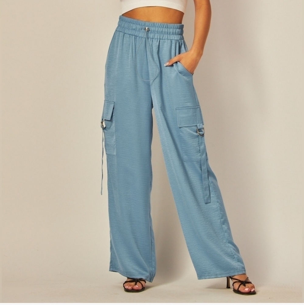 NWOT Blue Fairy Satin Cargo Pants